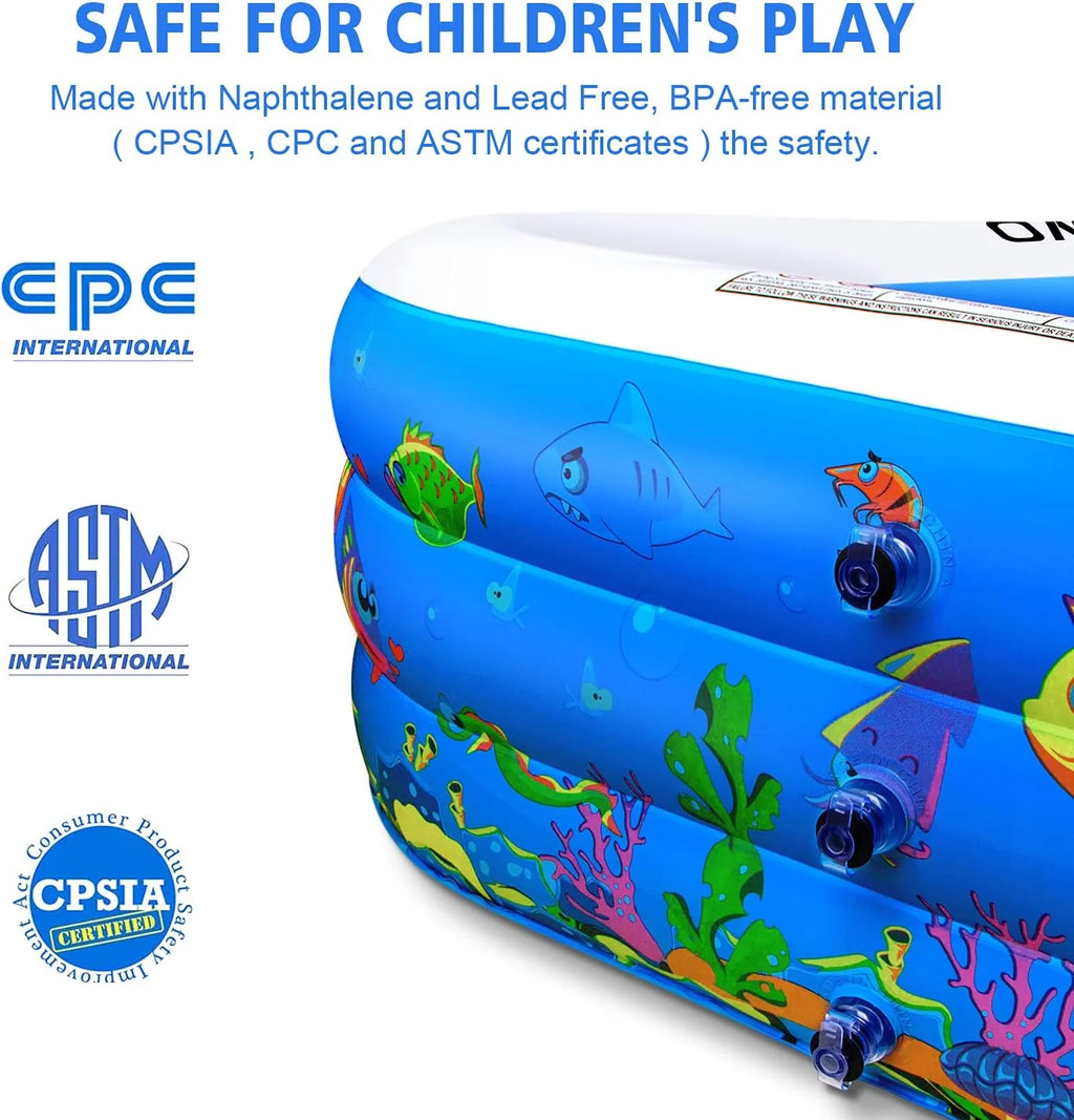 Inflatable Swimming Pool, 120 x 72 x 22 Kiddie Pools, Family Lounge Pools Thickened Above Ground Family Pool for Summer Water Party, Backyard, Garden Lawn, Blue