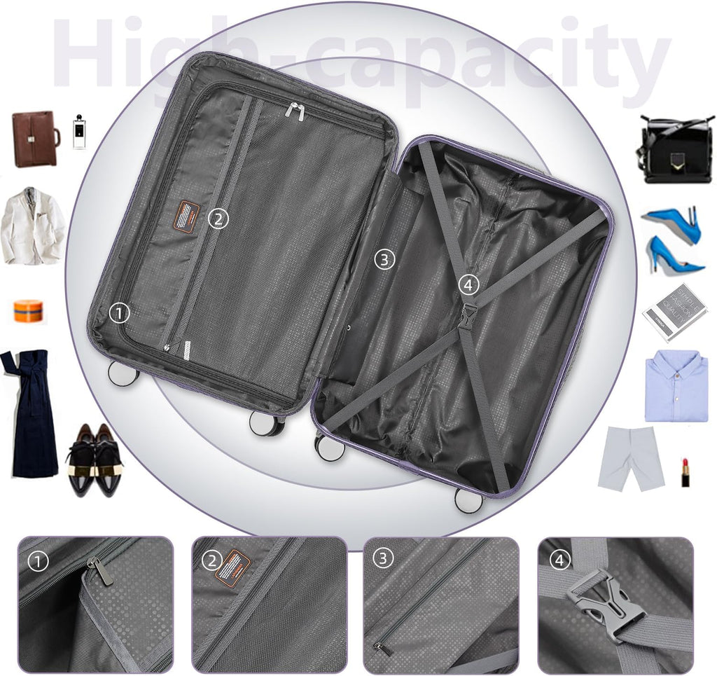Luggage 6-piece hardshell expandable suitcase lightweight travel carry-on luggage set