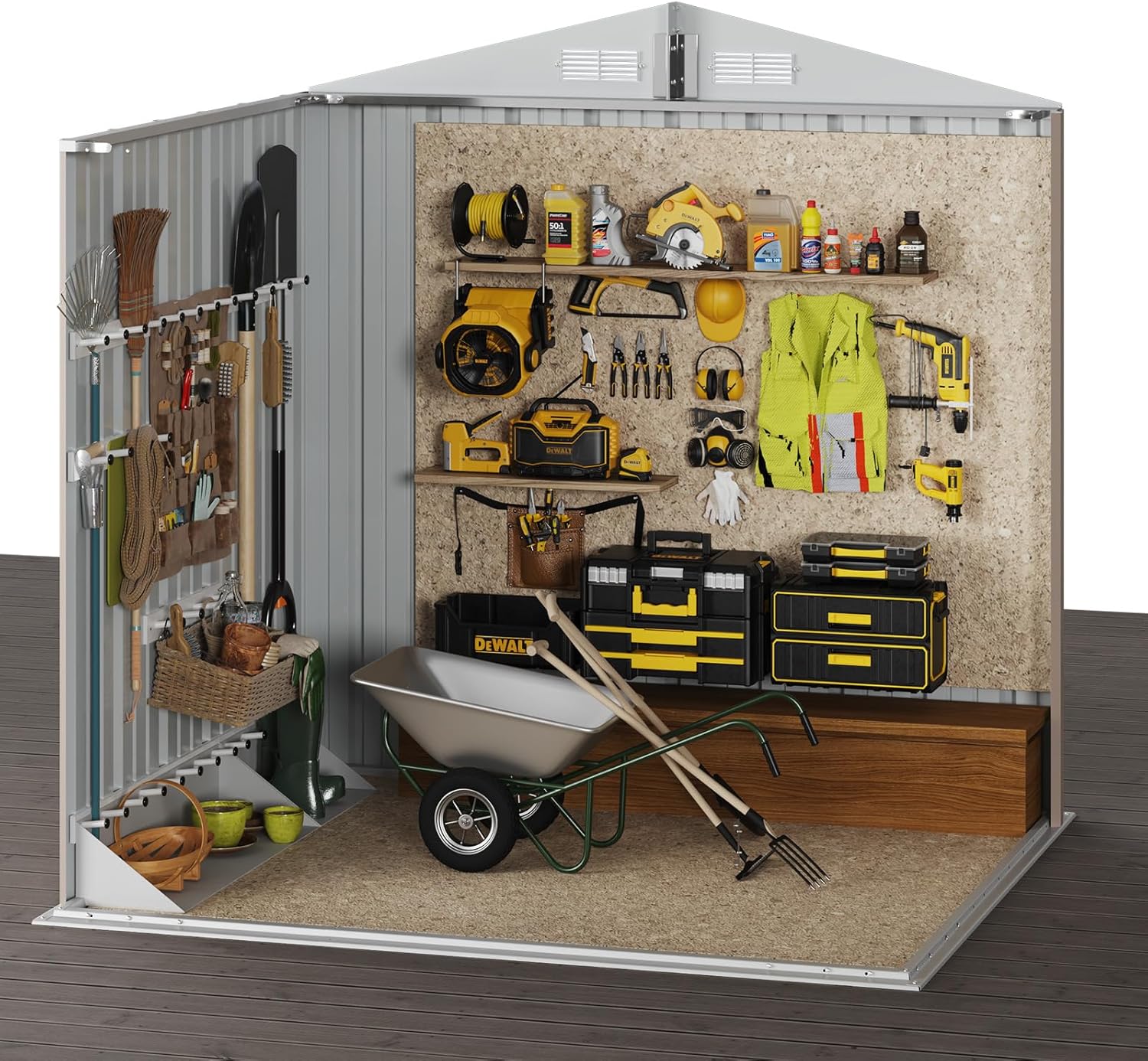 Aoxun 6.2x4 FT Shed Outdoor Storage Shed Metal Garden Shed Slooping Roof Tool Shed Bike Shed