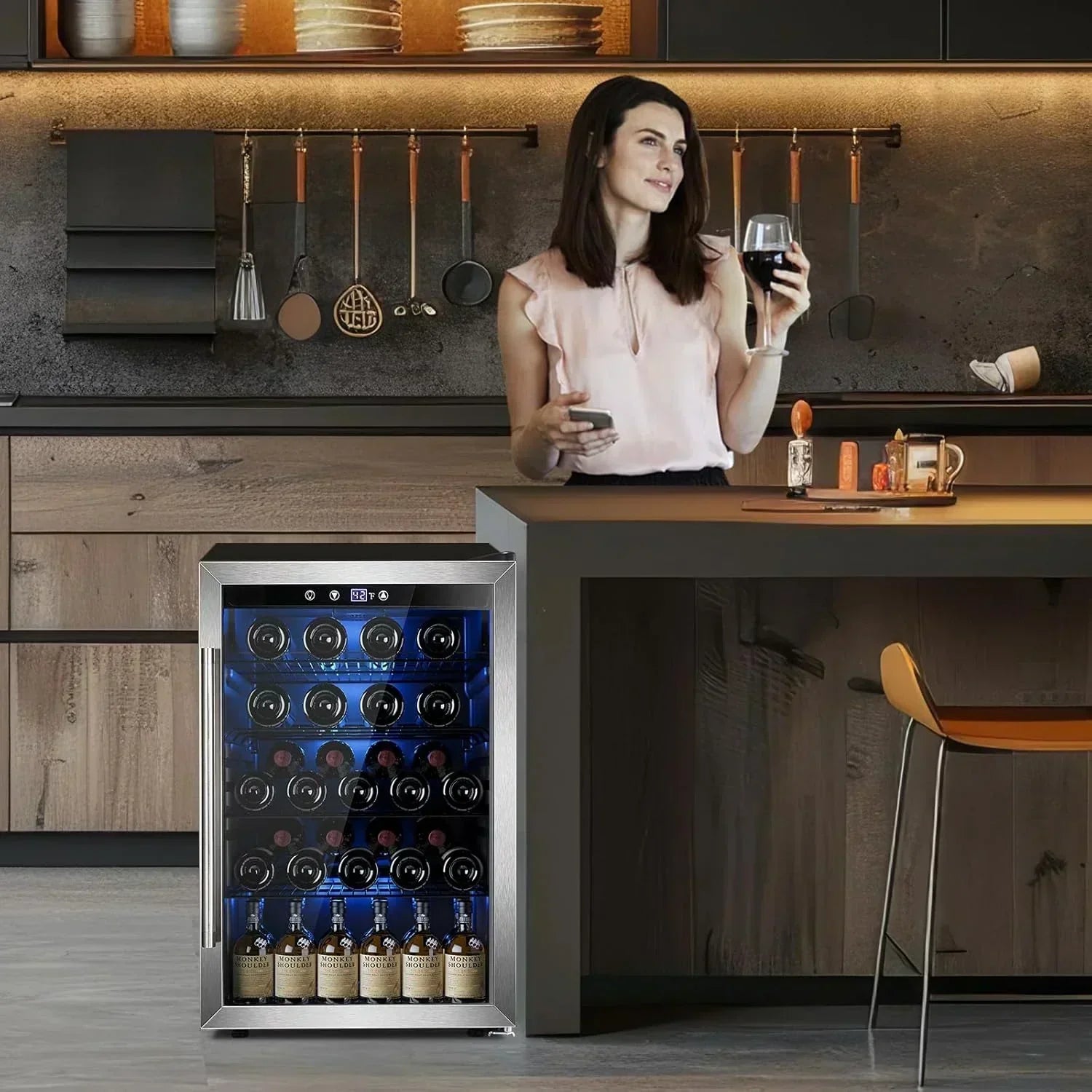 Mini Fridge 130 Can Beverage Refrigerator Cooler Drink Fridge Adjustable Temperature Control