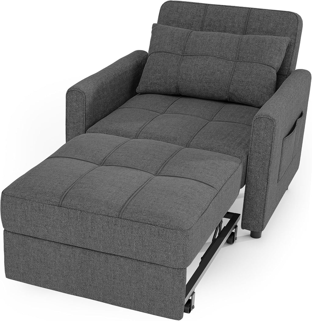 Sofa Bed Chair 3 in 1 Convertible Pullout Single Sleeper Chair Bed Spacious Multifunctional Sofa