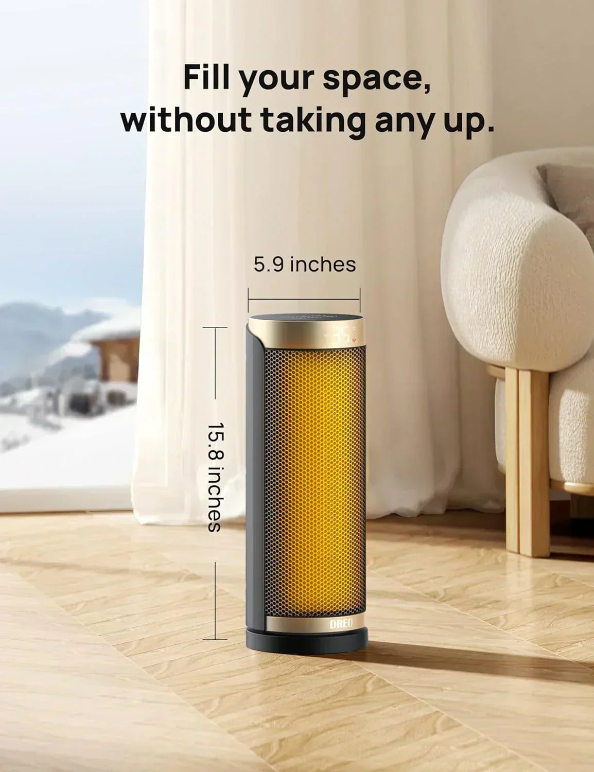 Space Heater 1500W Electric Indoor Heater with Thermostat Quiet Portable Heater