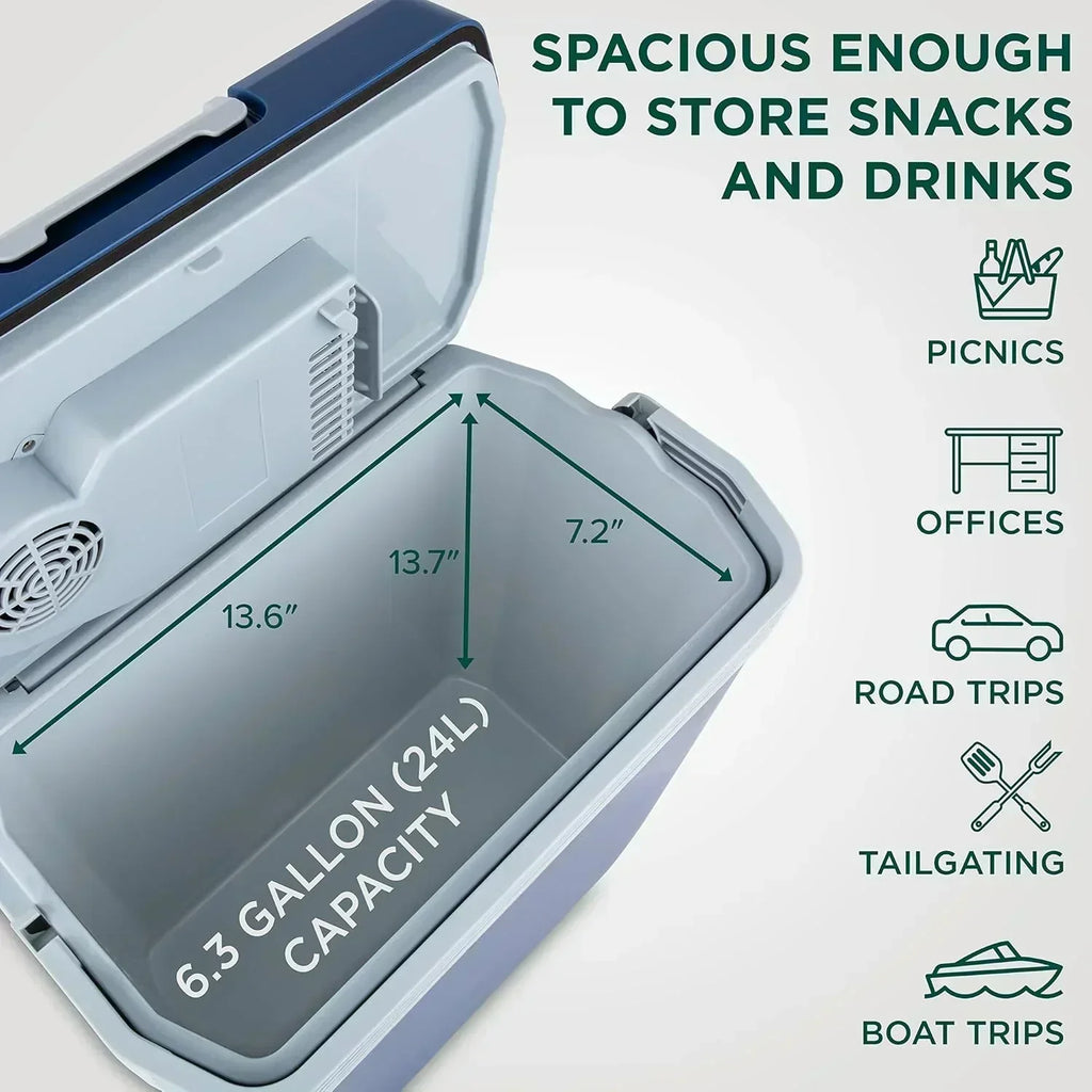 Electric Cooler & Warmer with Handle 24 L Portable Thermoelectric Fridge for Vehicles Trucks