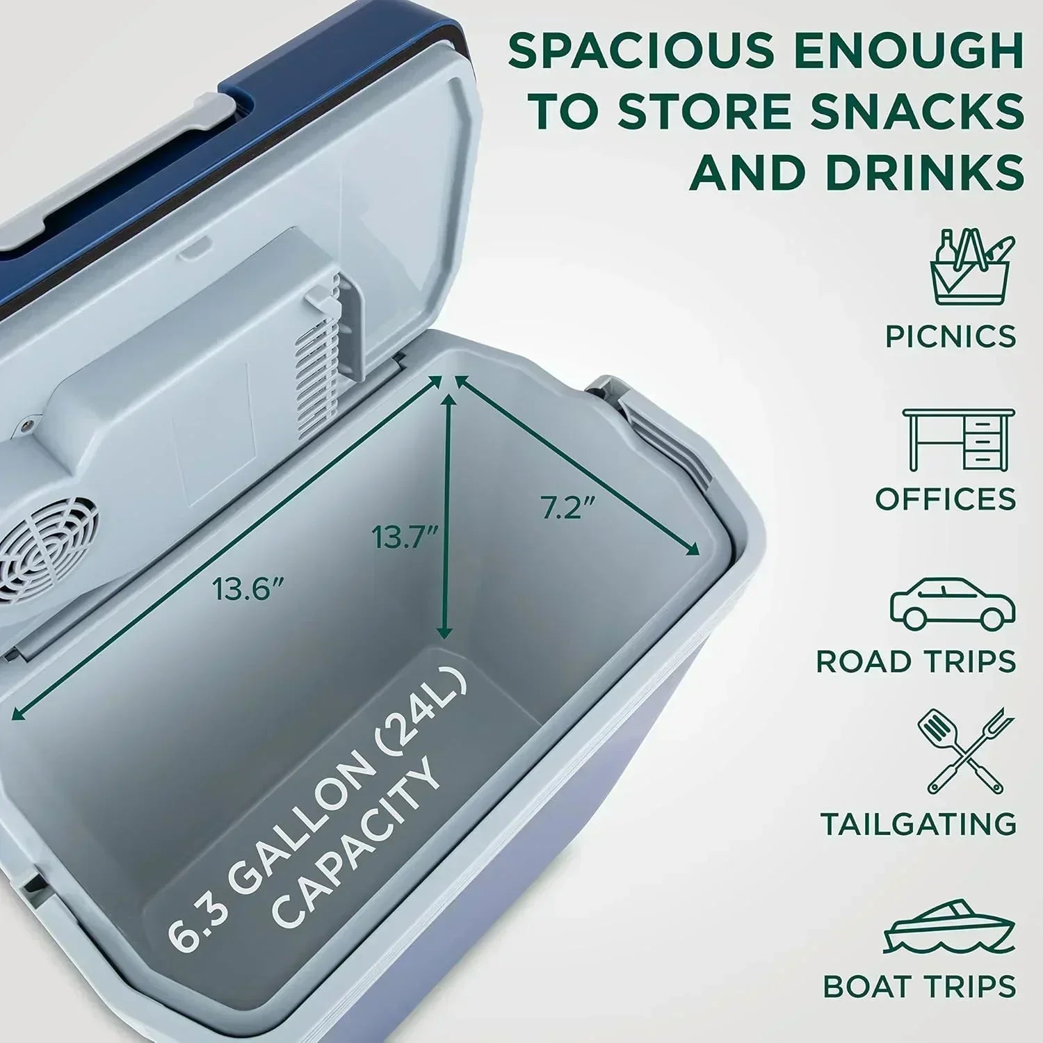 Electric Cooler & Warmer with Handle 24 L Portable Thermoelectric Fridge for Vehicles Trucks