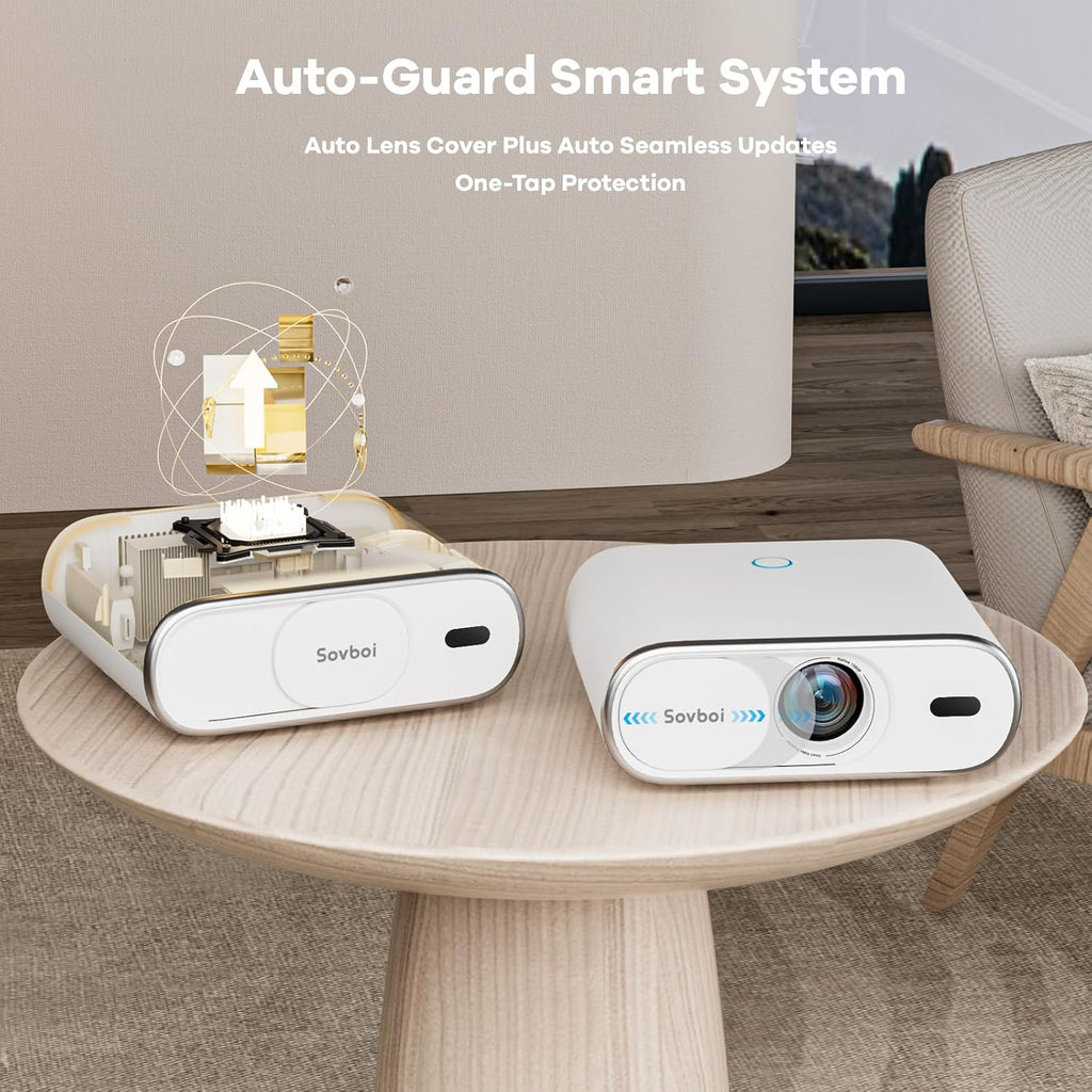 4K Projector Built-in Google TV: 2500 ANSI/Auto Lens Cap & 4D Keystone/Auto Focus