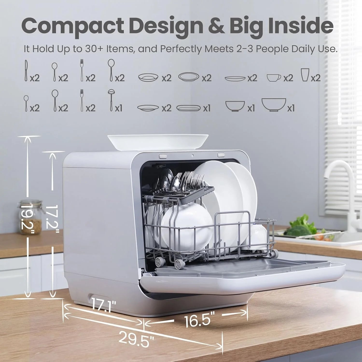 COMFEE' Portable Mini Dishwasher Countertop with 5L Built-in Water Tank for Apartments& RVs