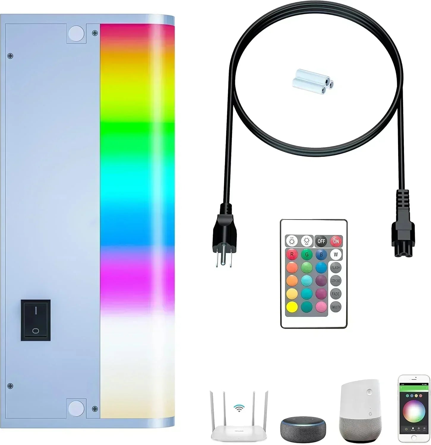 Smart under-cabinet lighting strip white and color-changing dimmable