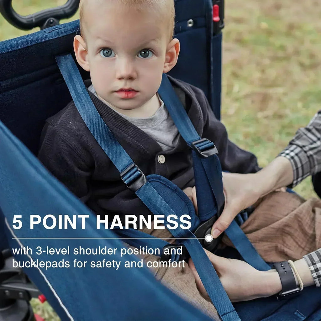 EVER ADVANCED Side-unzip Wagon Stroller for 2 Kids Push Pull Stroller with Adjustable Handle