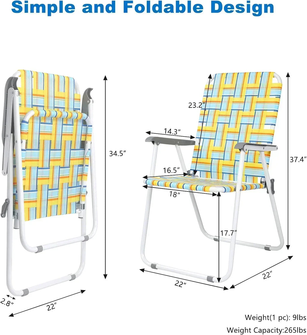 VINGLI Patio Lawn Webbed Folding Chairs Set of 2 Outdoor Beach Portable Lawn Chair
