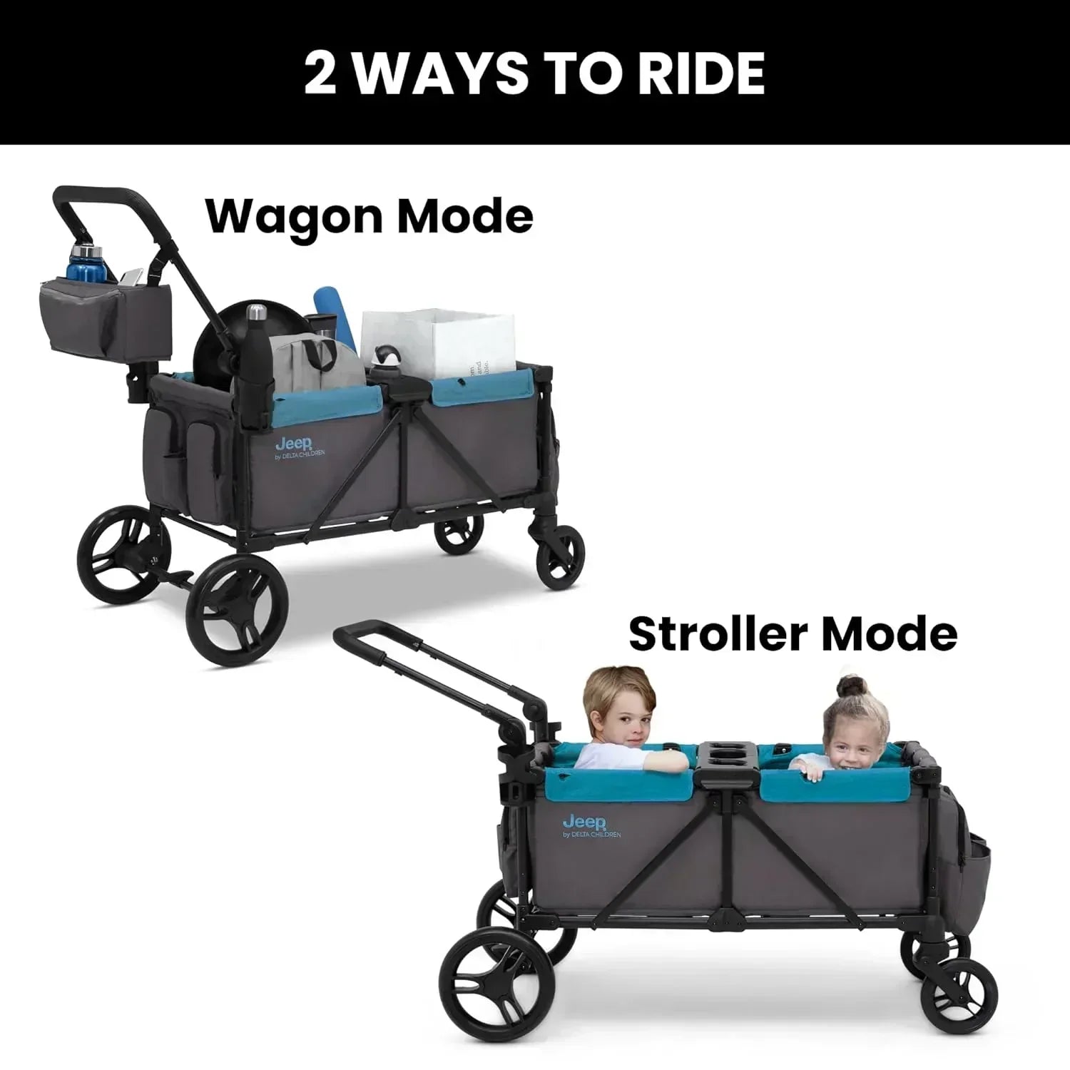 Jeep Sport All-Terrain Stroller Wagon by Delta Children Includes Canopy Parent Organizer
