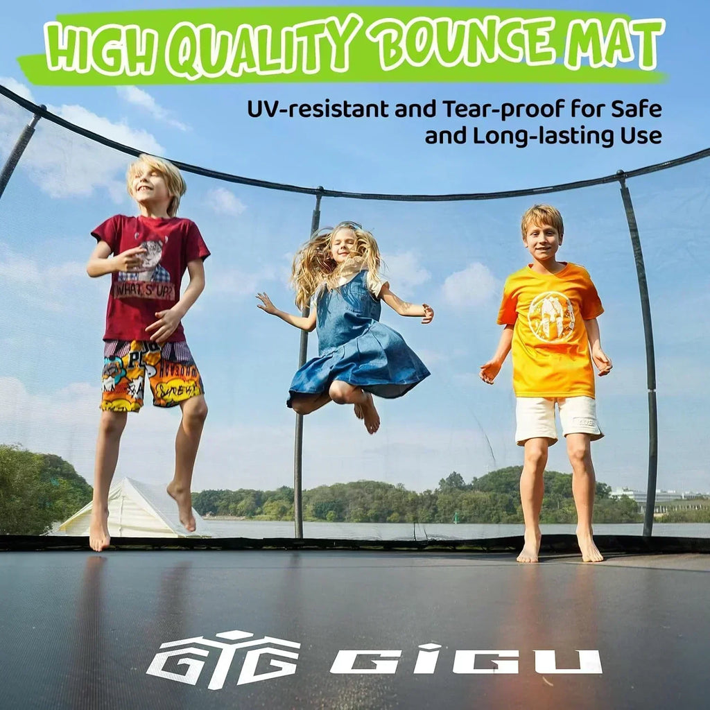 Gigu 10FT 12FT 14FT Recreational Trampolines with Enclosure Net and Ladder Anti-Rust Coating