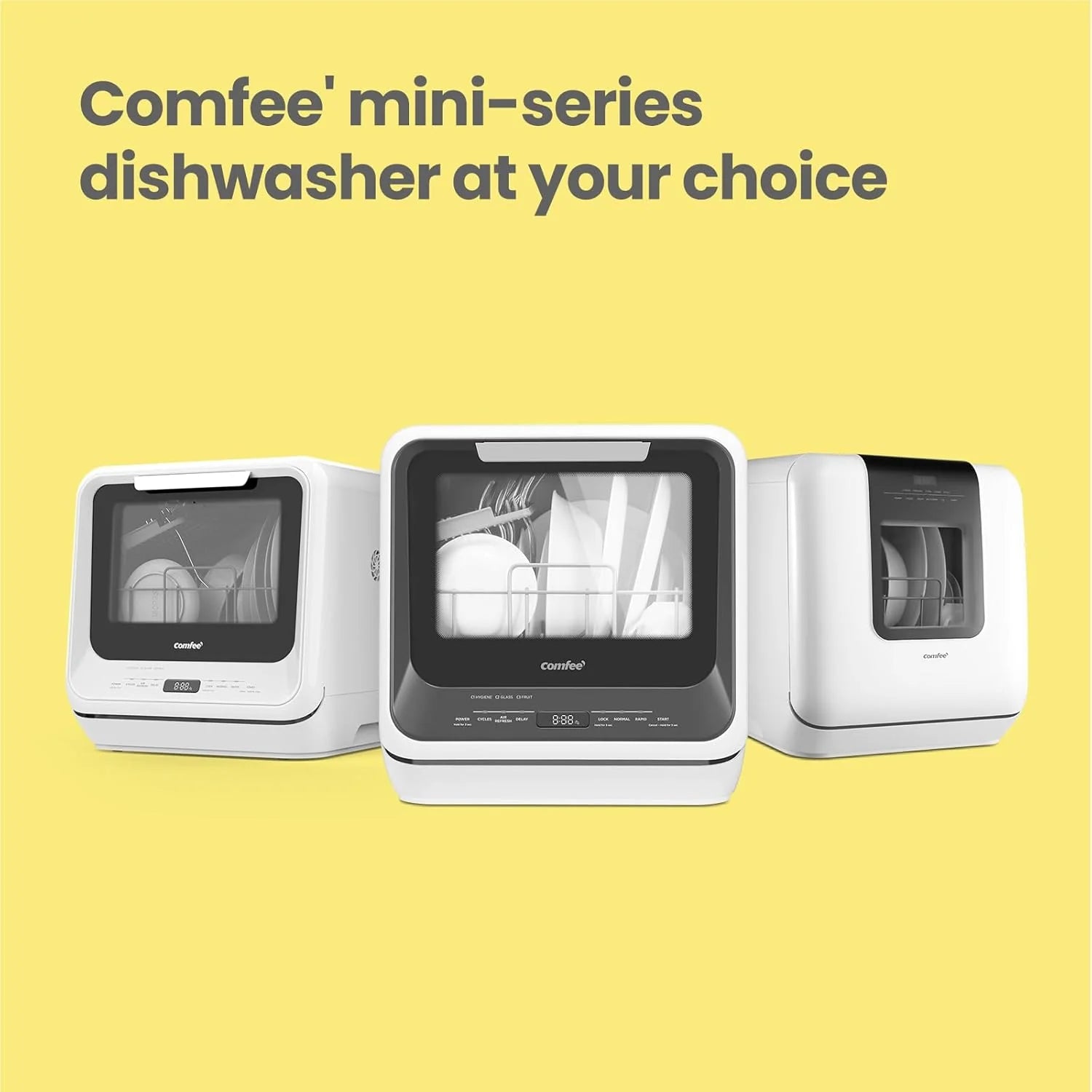 COMFEE' Portable Mini Dishwasher Countertop with 5L Built-in Water Tank for Apartments& RVs