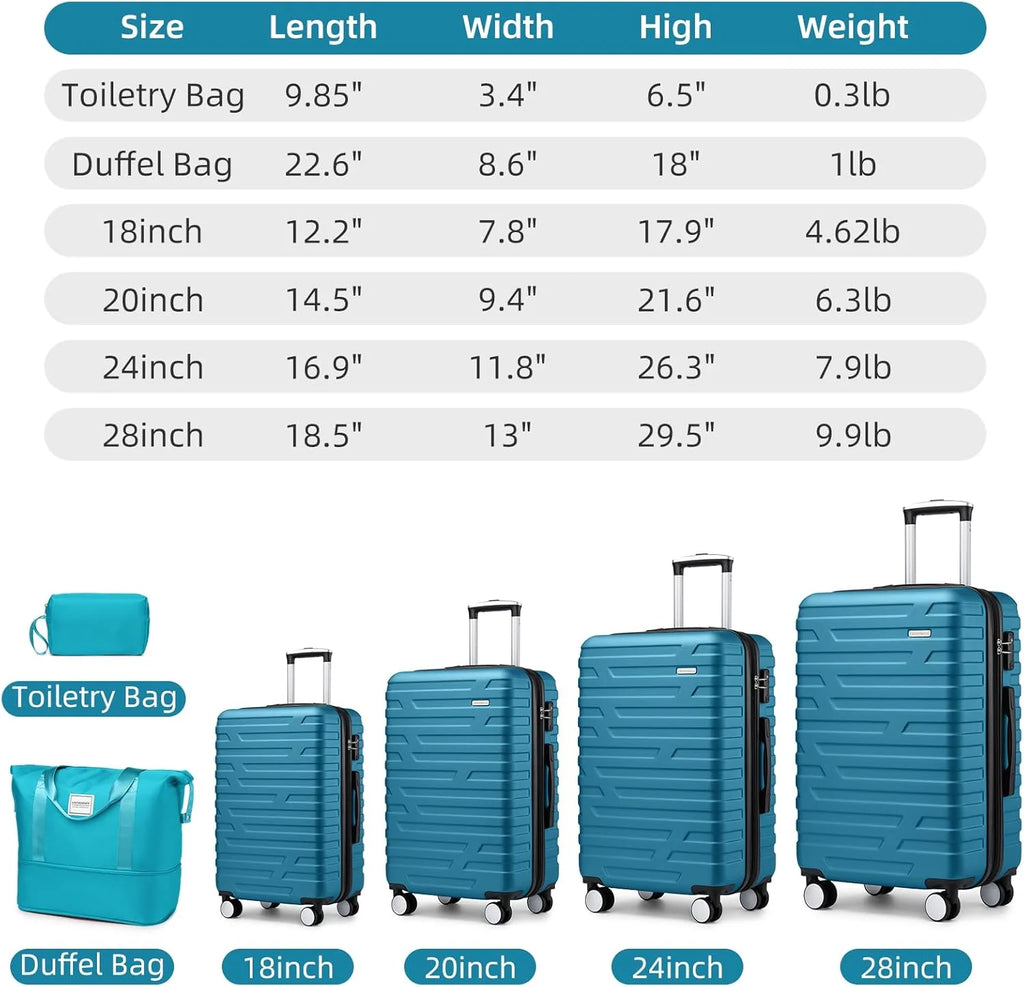 Luggage 6-piece hardshell expandable suitcase lightweight travel carry-on luggage set