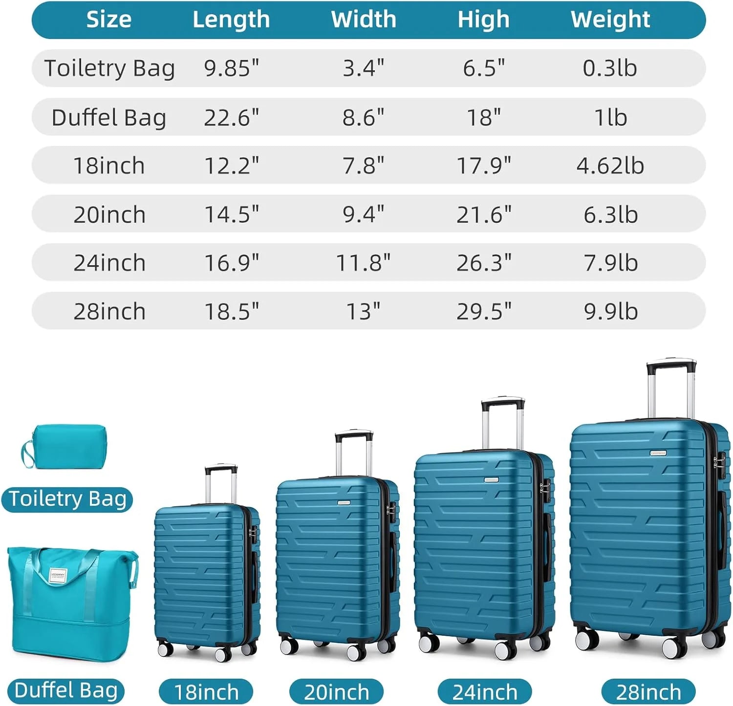 Luggage 6-piece hardshell expandable suitcase lightweight travel carry-on luggage set