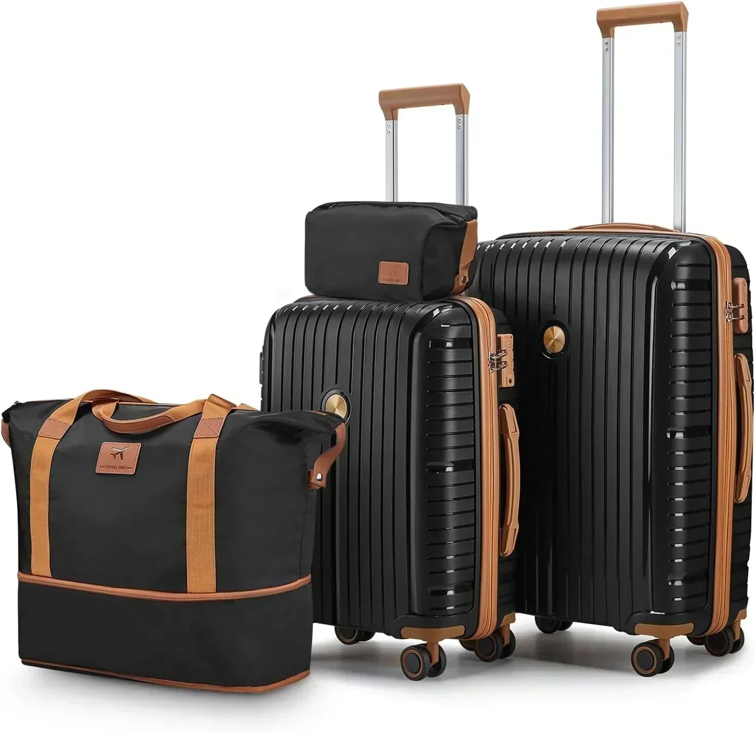 5-piece PP hardshell lightweight travel carry-on luggage set with dual spinner wheels