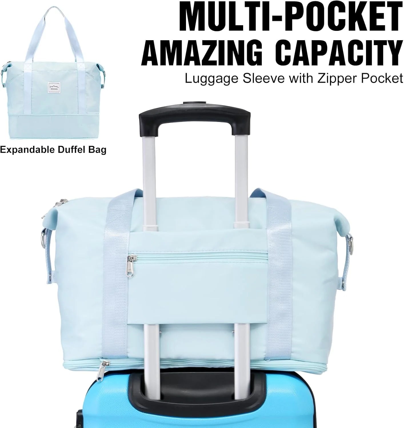 LONG VACATION 6 Piece Luggage Set Carry on Suitcase with ABS+PC hardshell, Spinner Wheels & YKK Zipper TSA Lock