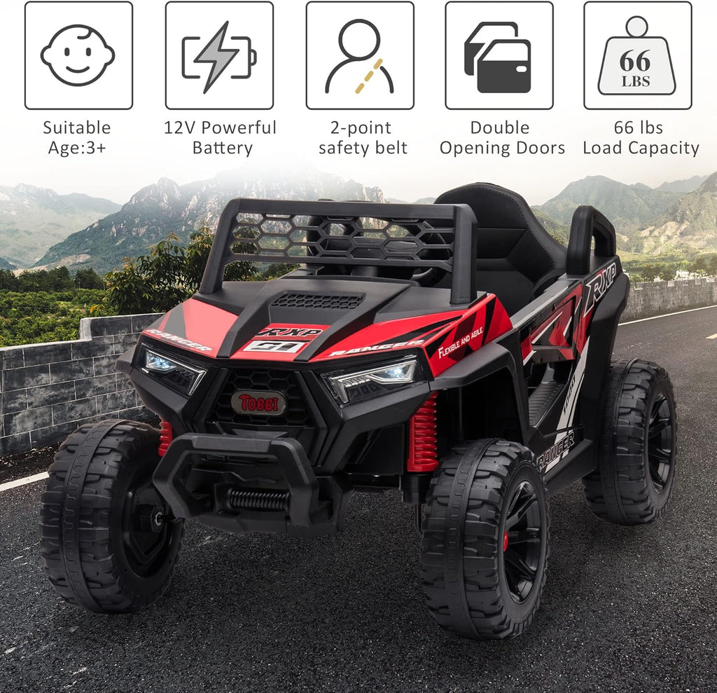 TOBBI 12V Kids Ride on Car Electric Off-Road UTV Truck with Diverse Functions Double Open Doors