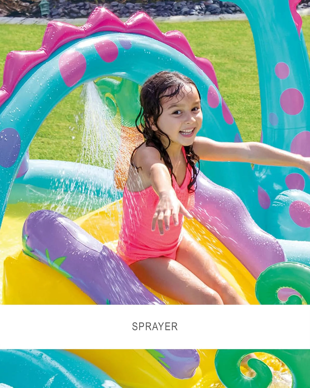 Intex 96 x 78 x 28 Inflatable Jungle Adventure Play Center Spray Kiddie Pool - Backyard Kids Water Slide, Outdoor Blow-Up Splash Pad for Toddlers
