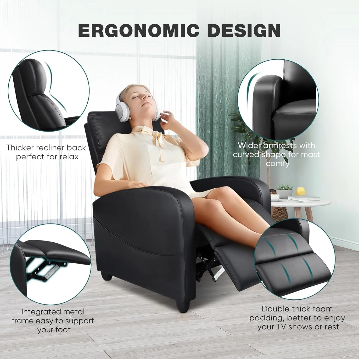 Swivel Rocking Recliner Chair with Extra Large Footrest High Back, Upholstered Glider Nursery Chair for Living Room, Bedroom & Nursery, Comfortable Deep Seat for Relaxation, Grey