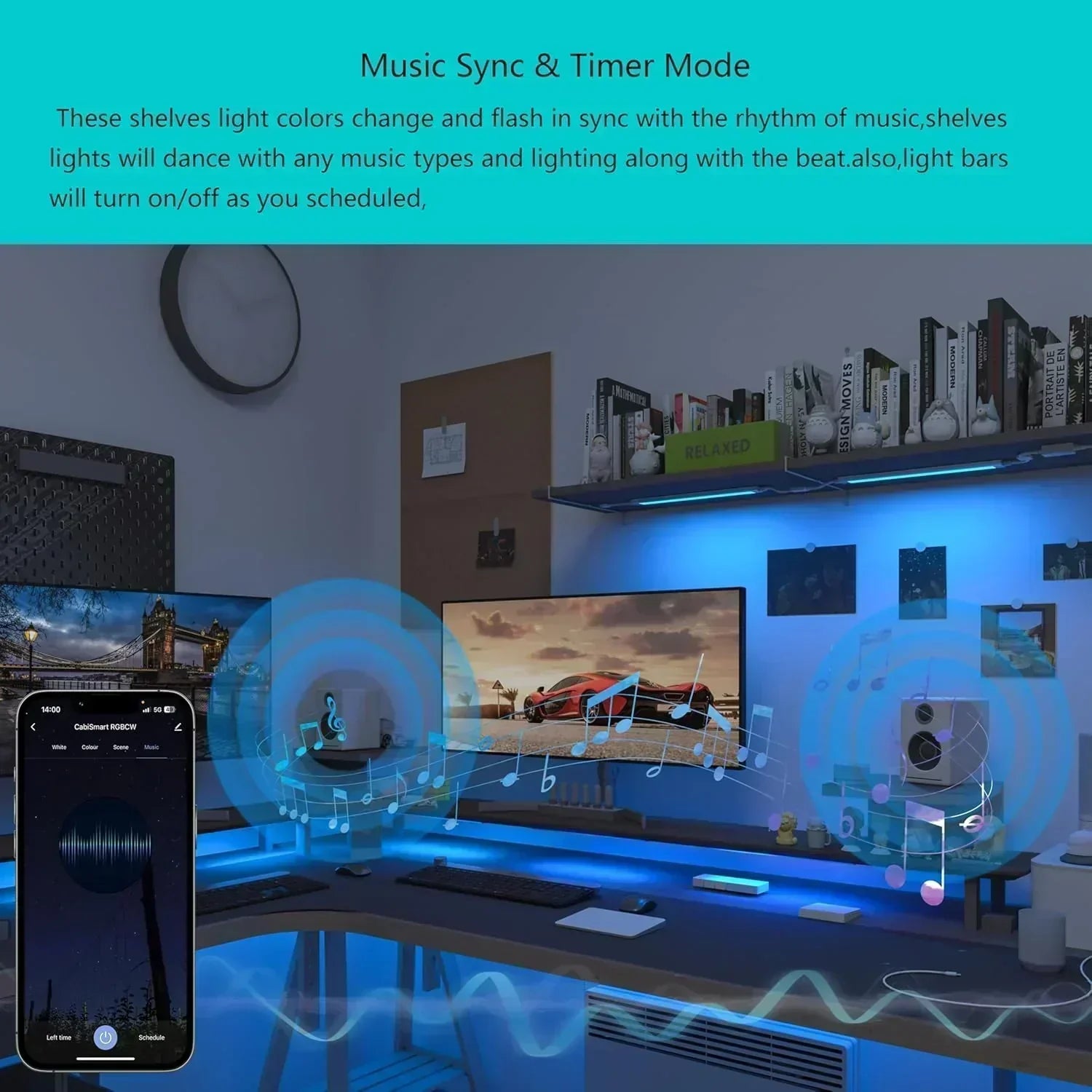 Smart under-cabinet lighting strip white and color-changing dimmable