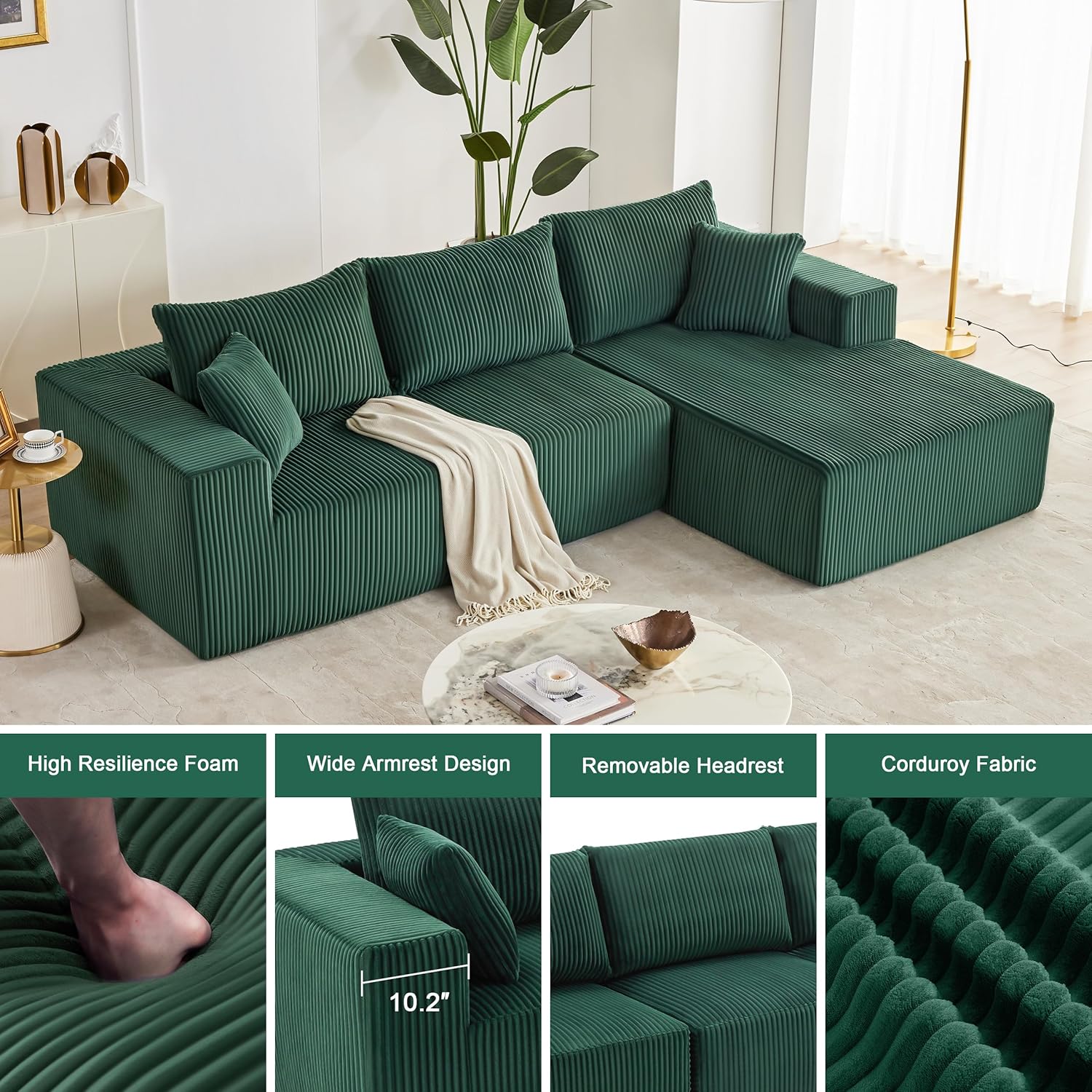108-inch modular sofa cloud modular sofa with deep seat and reclining chair upholstered sofa