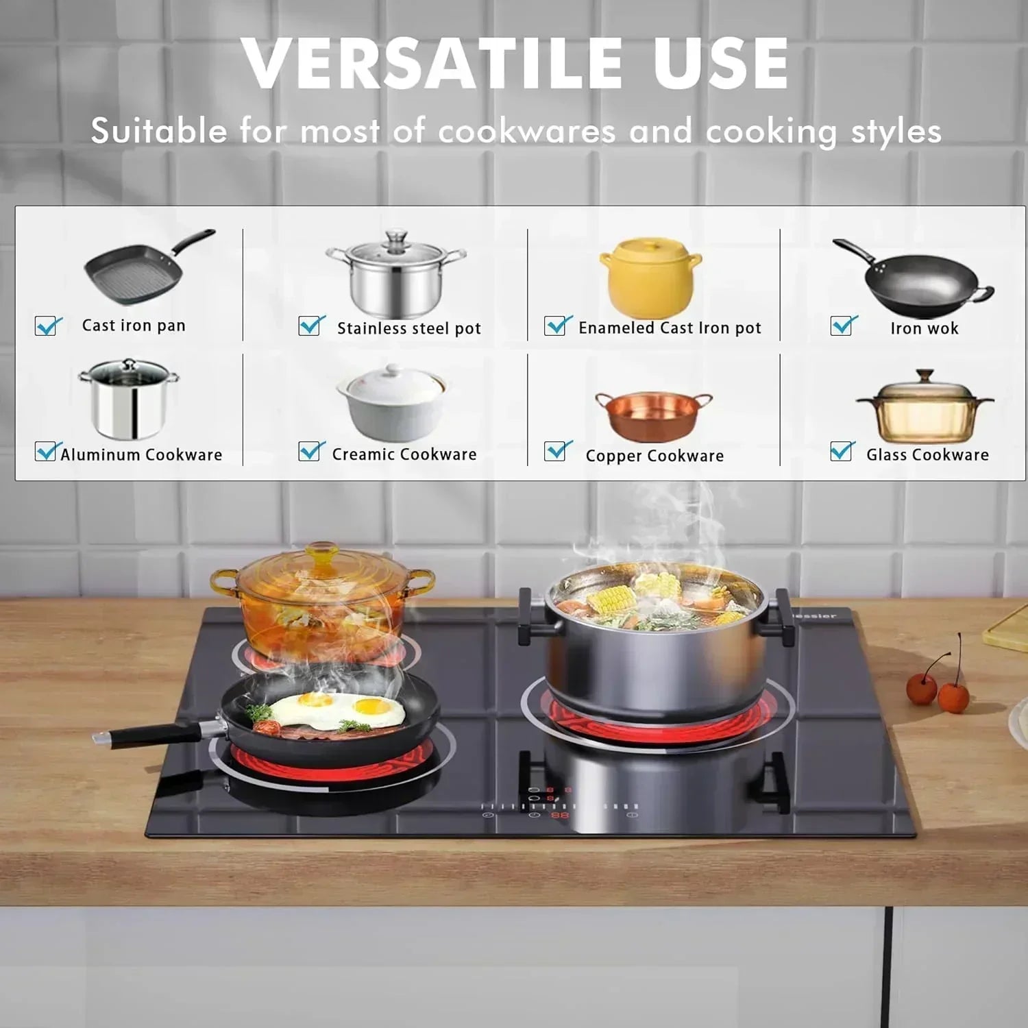 Electric Cooktop 30 Inch - 5 Burners Built-in Ceramic Cooktop 30 Electric Stove Top