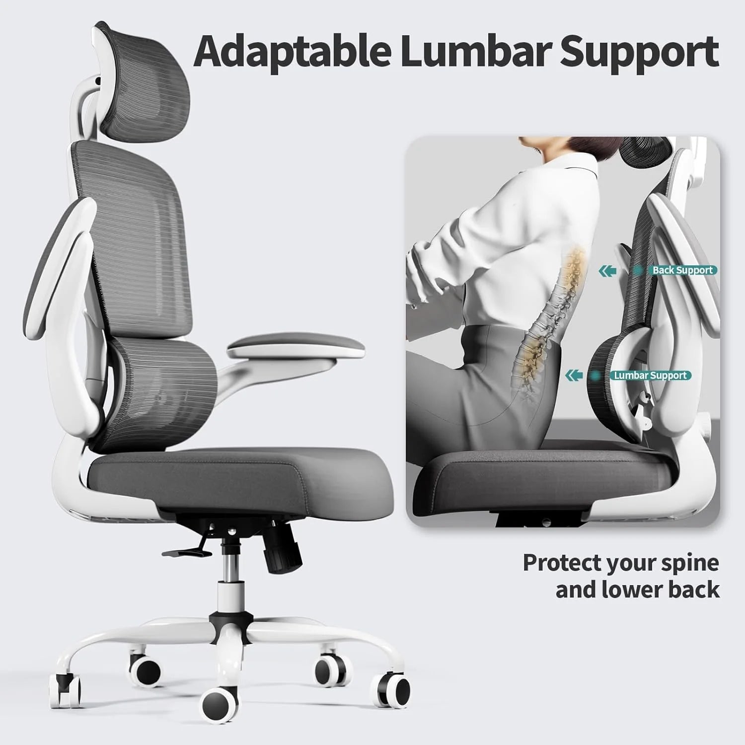 Office Chair Ergonomic Desk Chair, 330 lbs Home Mesh Desk Chair with Wheels, Comfortable Gaming Chair, High Back Office Chair