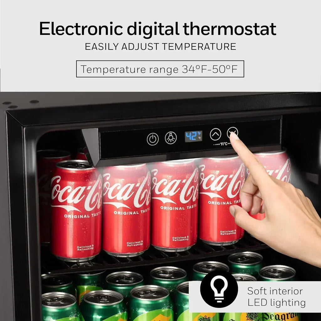 Honeywell Beverage Refrigerator and Cooler 115 Can Mini Fridge with Glass Door for Soda Beer