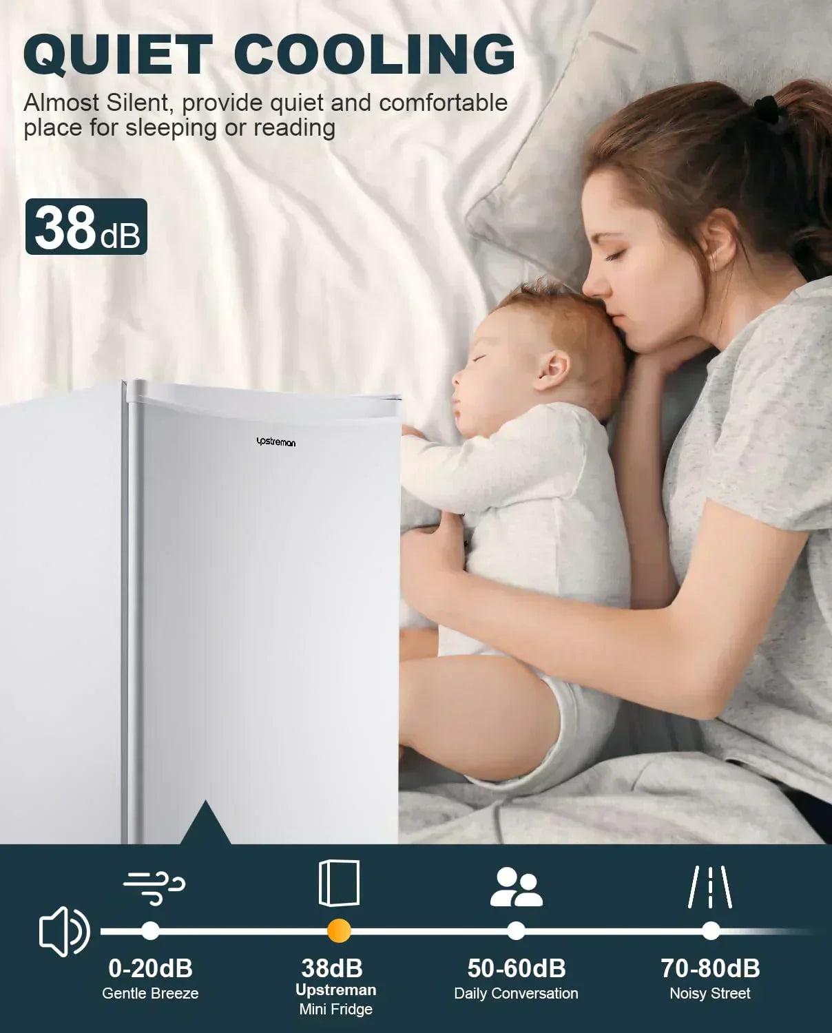 Upstreman 3.2 Cu.Ft Mini Fridge Freezer Single Door Fridge Dorm Fridge Adjustable Thermostat