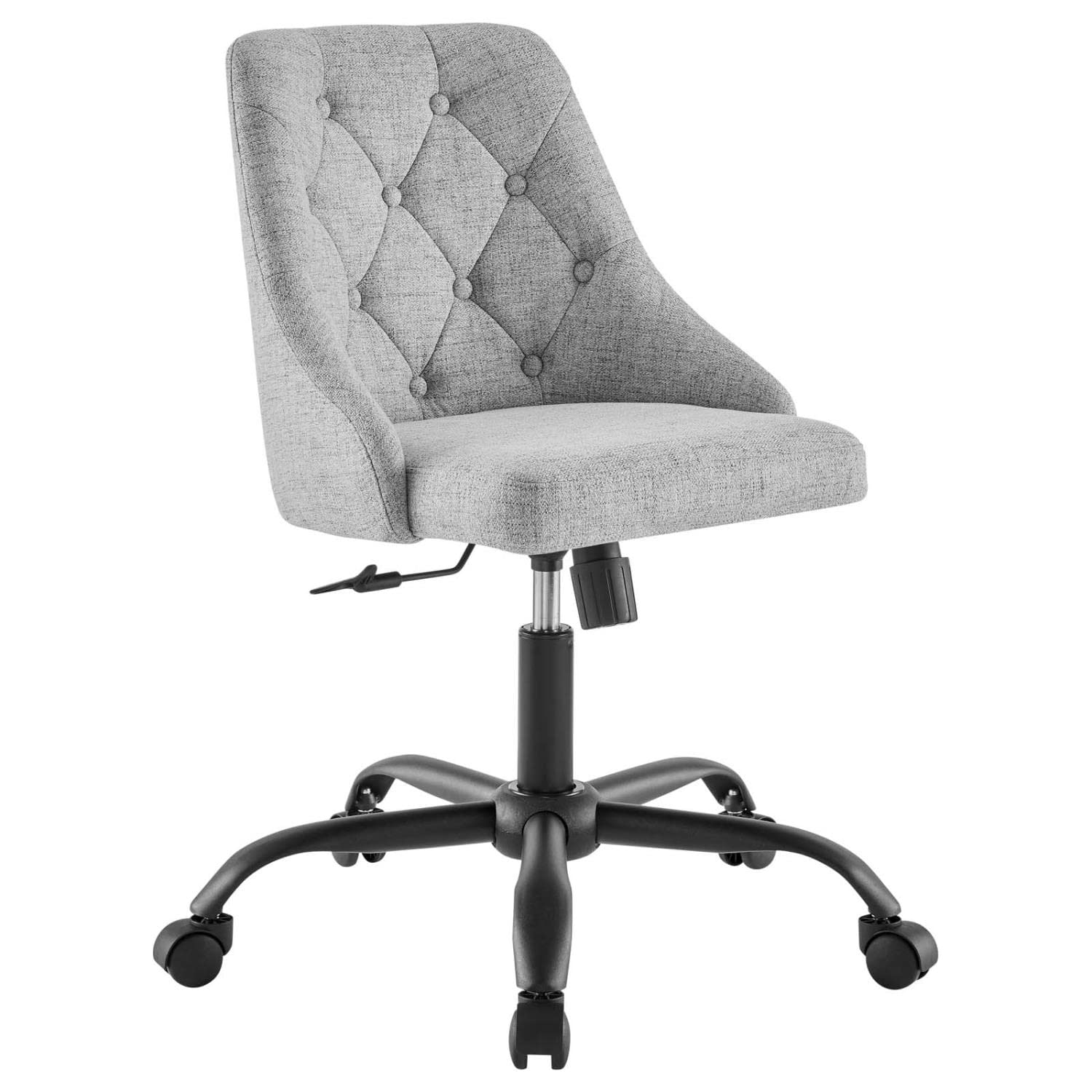 Distinct Tufted Swivel Upholstered Office Chair Black Beige 23 x 20.5 x 32