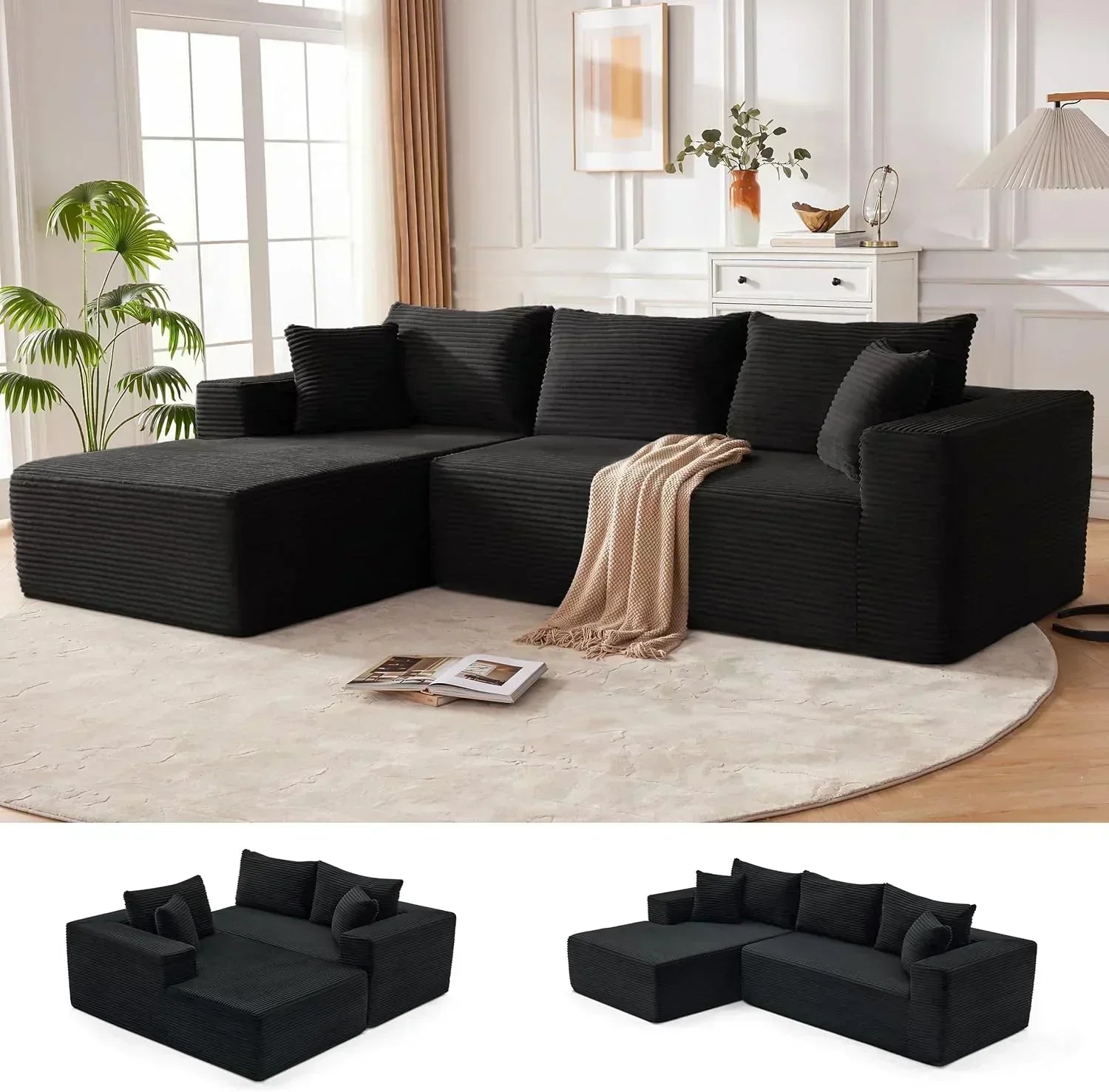 110-inch cloud sofa boneless sofa in the living room modular sofa with deep seats