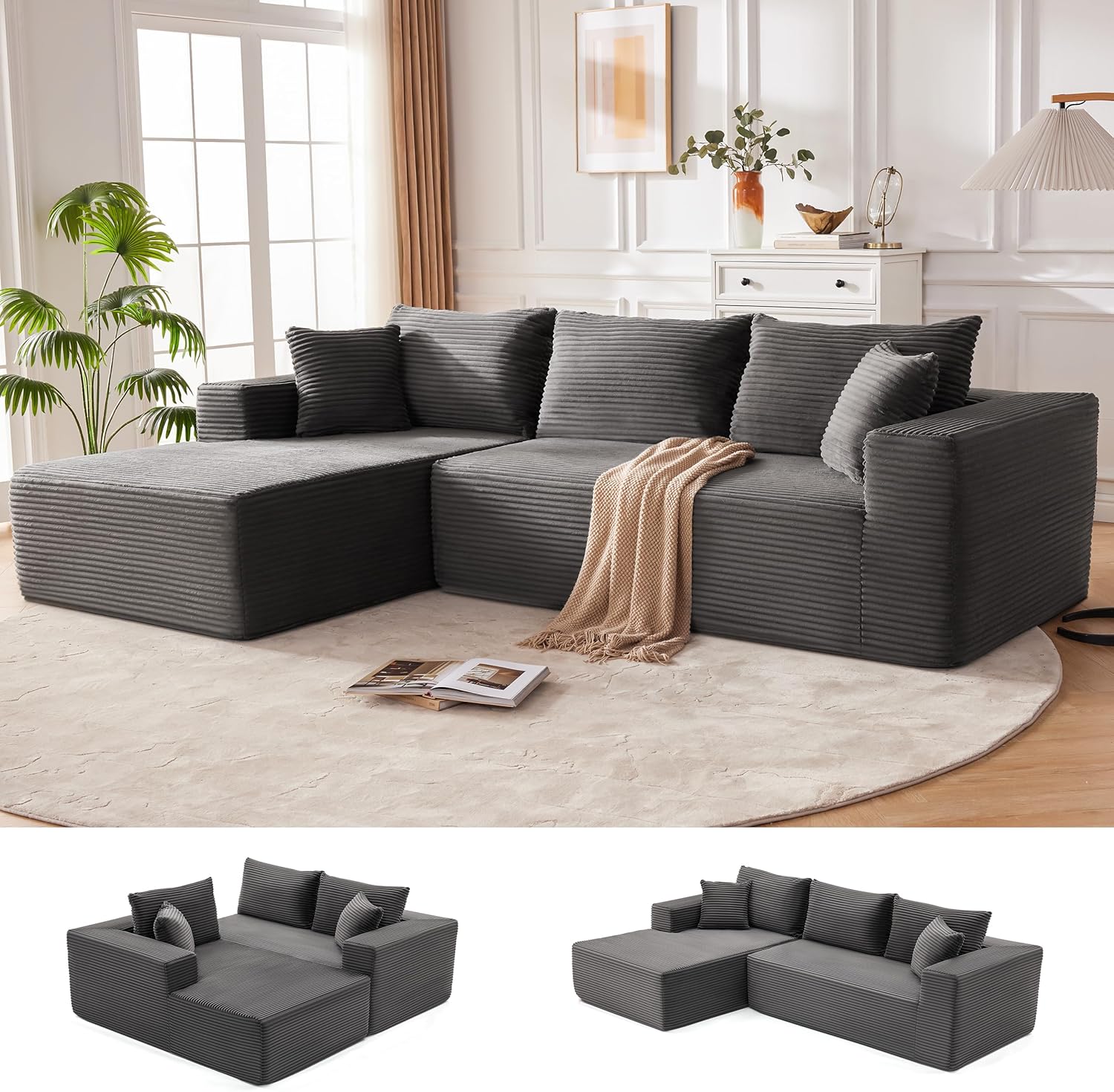 110-inch cloud sofa boneless sofa in the living room modular sofa with deep seats