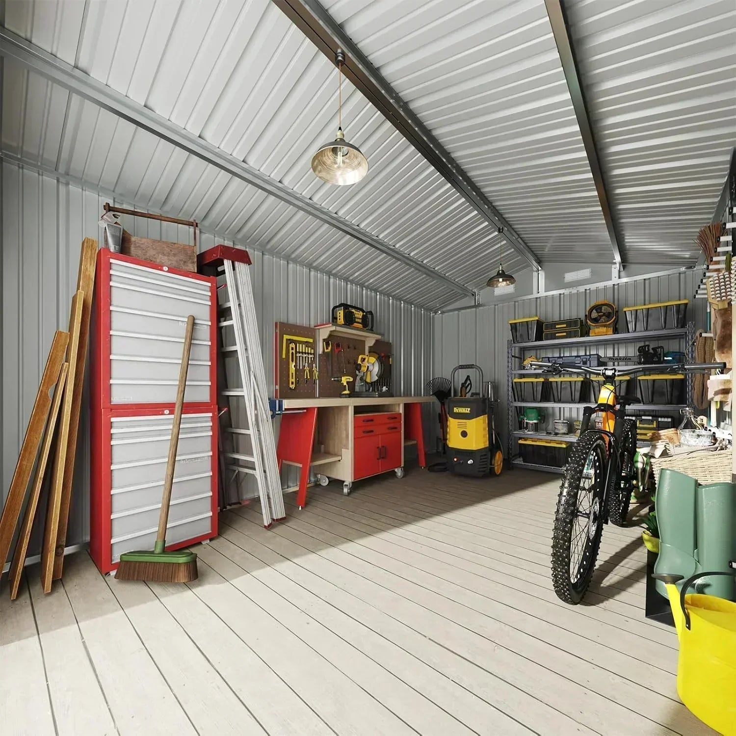 Aoxun 12x10 FT Shed Metal Outdoor Waterproof Storage Shed Steel Utility Garden Tool Shed