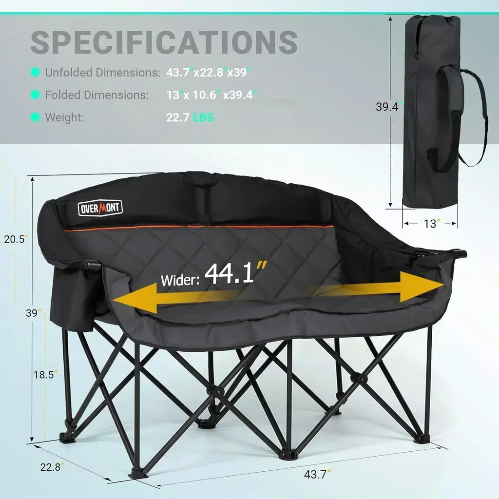 Extra Large Double Camping Chair 2 Person Comfortable Sofa Chair Adult Loveseat Lawn Chair