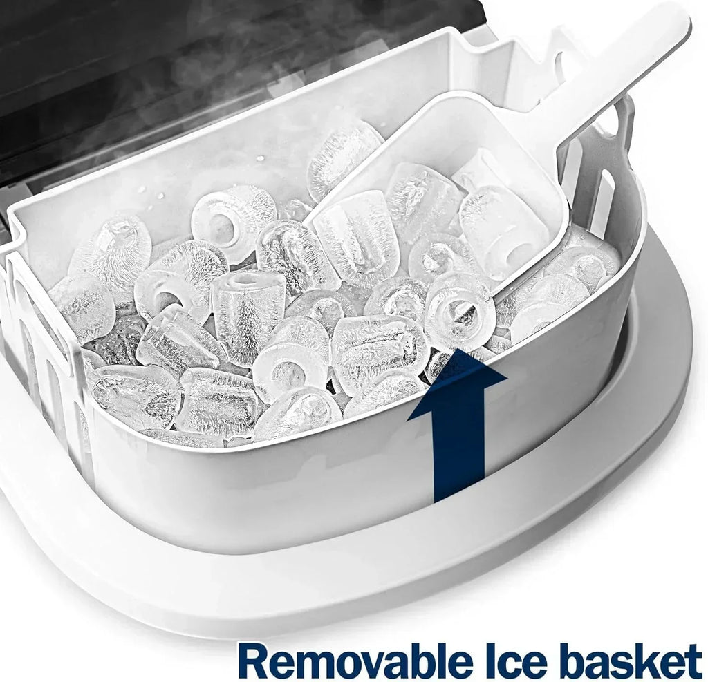 EUHOMY Nugget Ice Maker Countertop with Handle Ready 34lbs Per Day Removable Top Cover