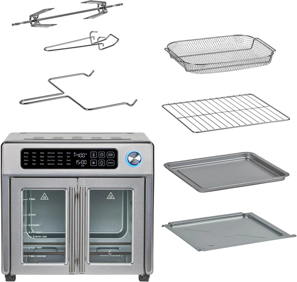 Emeril Lagasse Extra Large French Door Air Fryer Toaster Oven Combo, 24 Cooking Functions