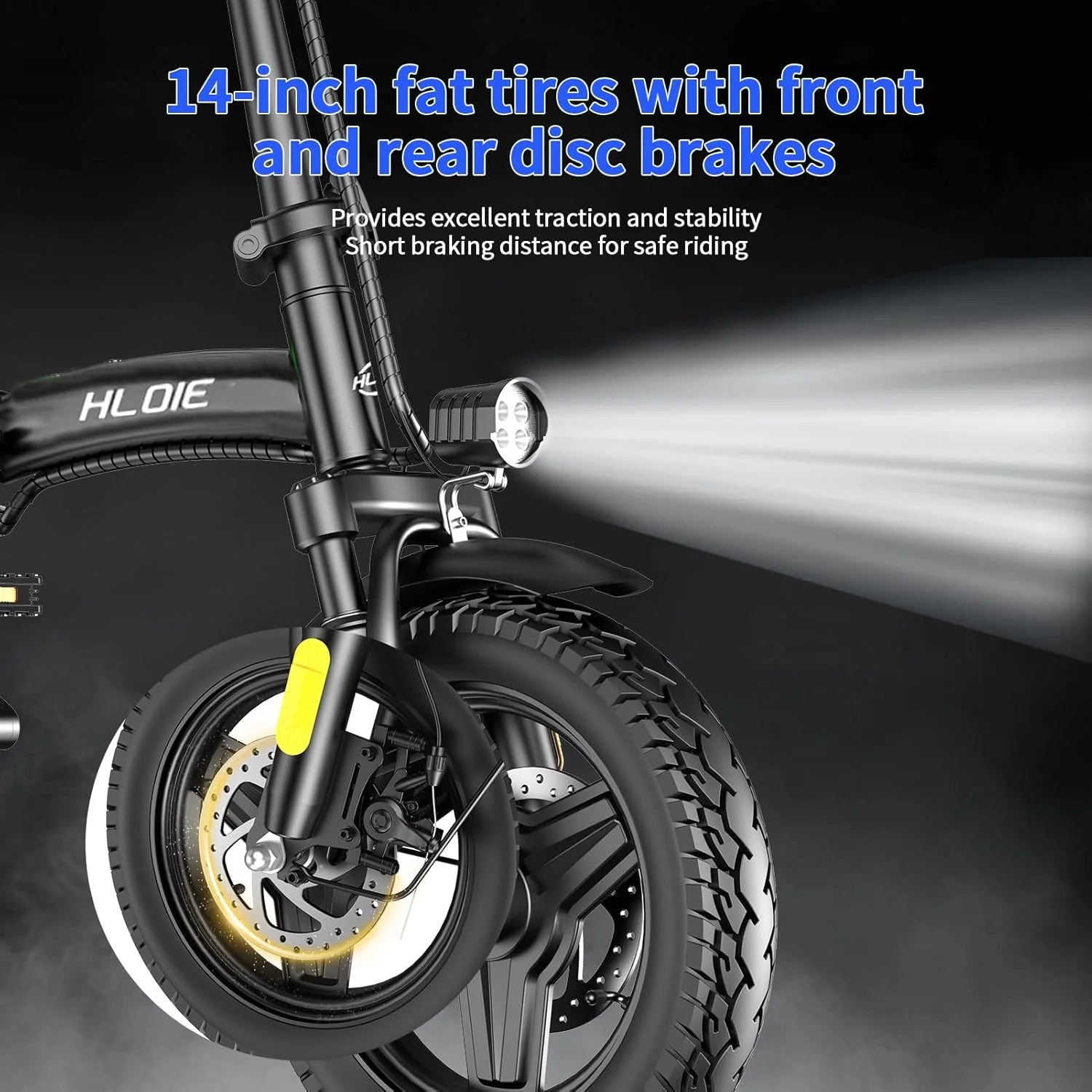 HLOIE Folding Electric Bike for Adults, Peak 750W Motor,23MPH Max Speed Foldable Electric Bicycles,14 Ebike