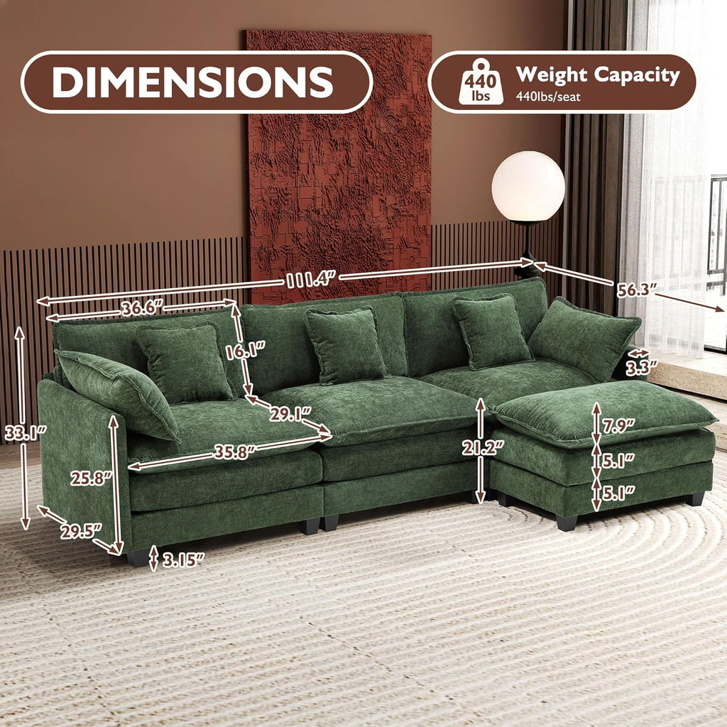ihanherry 146-inch U-shaped modern sofa modular area cloud sofa