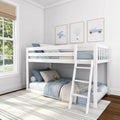 Max & Lily Fundamental Twin Low Bunk Bed Kids Solid Wood Modern Bed Frame Strong Wooden Slats