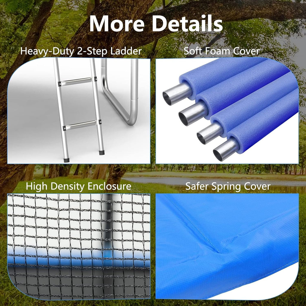 AOTOB 8FT 10FT 12FT 14 FT 15FT Trampoline with Safety Enclosure Net Outdoor Trampoline