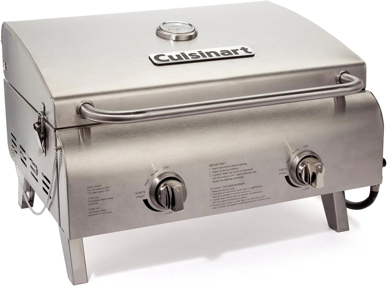 Cuisinart Chef Style Tabletop Portable Propane Grill 2 Burner Outdoor Gas Grill
