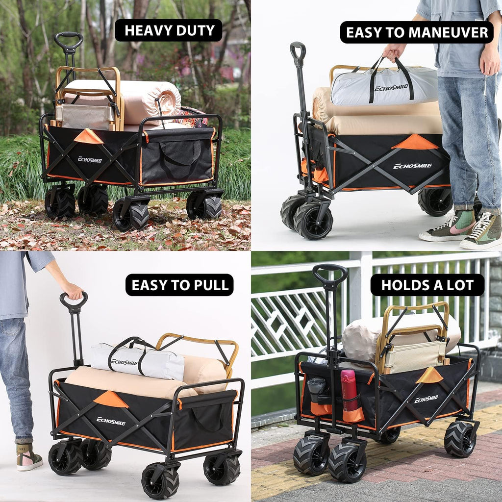 Heavy Duty 350 lb Capacity Foldable Caravan Outdoor Folding Camping Caravan Portable Grocery Cart