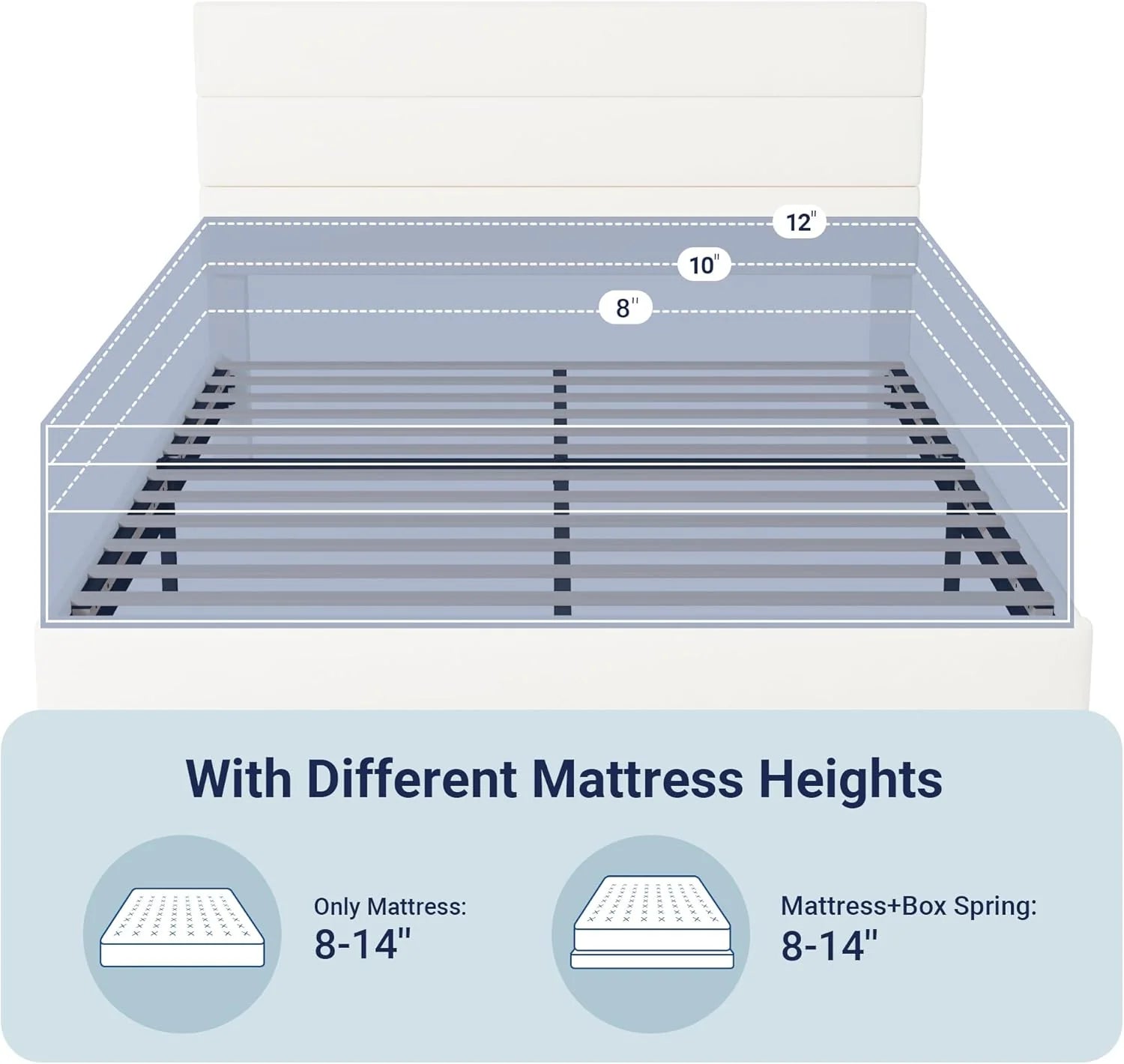 Allewie Queen Size Platform Bed Frame Fabric Upholstered Headboard Wooden Slats Support