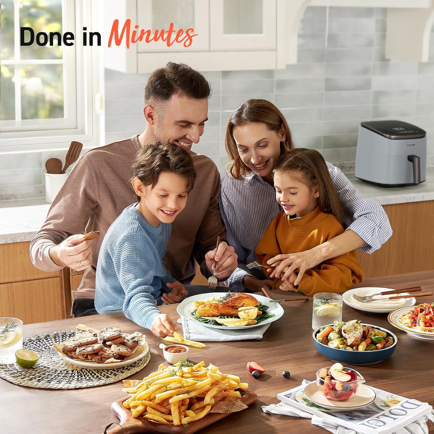 COSORI Air Fryer 9-in-1 Compact & Large 6-Qt Fast Turbo Modes Precise Heat for Even Results