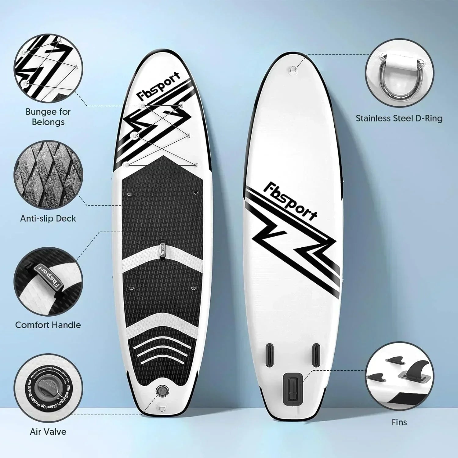 FBSPORT 11' Premium Stand Up Paddle Board Yoga Board with Durable SUP Accessories Carry Bag