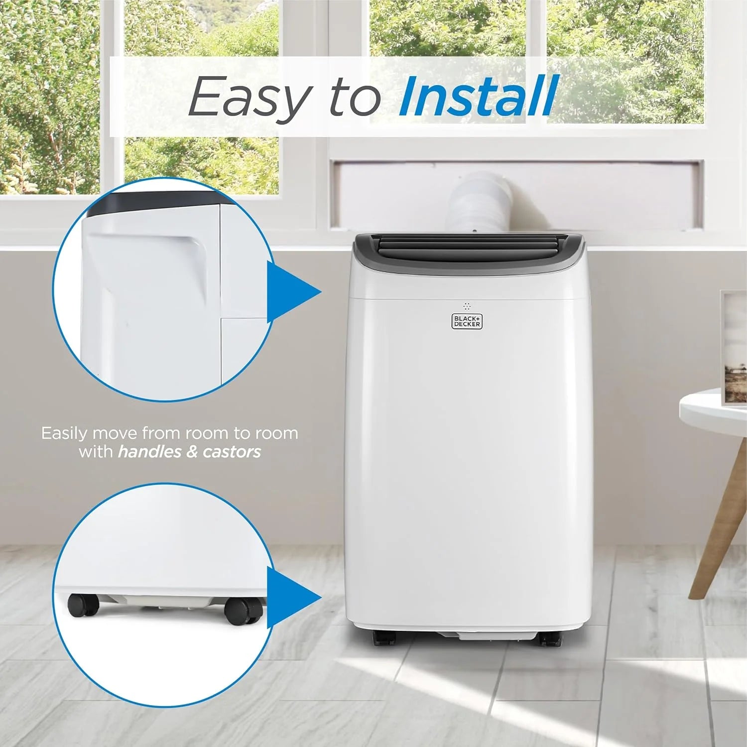 BLACK+DECKER 10,000 BTU Portable Air Conditioner for Rooms up to 450 Sq. with Remote Control, White
