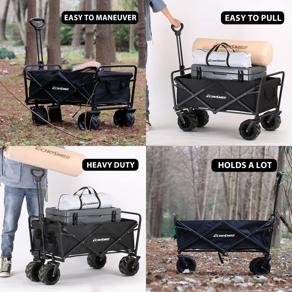Heavy Duty 350 lb Capacity Foldable Caravan Outdoor Folding Camping Caravan Portable Grocery Cart