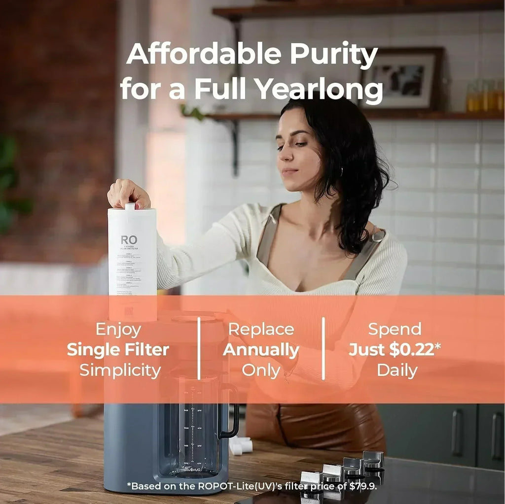 Bluevua RO100ROPOT-Lite(UV) reverse osmosis system countertop water purifier 7-stage purification