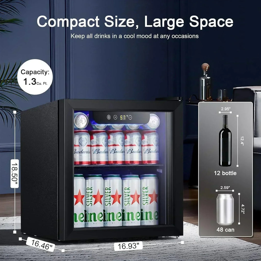 Antarctic Star Beverage Refrigerator Cooler 68 Can Mini Fridge with Glass Door for Beer Drinks Wine