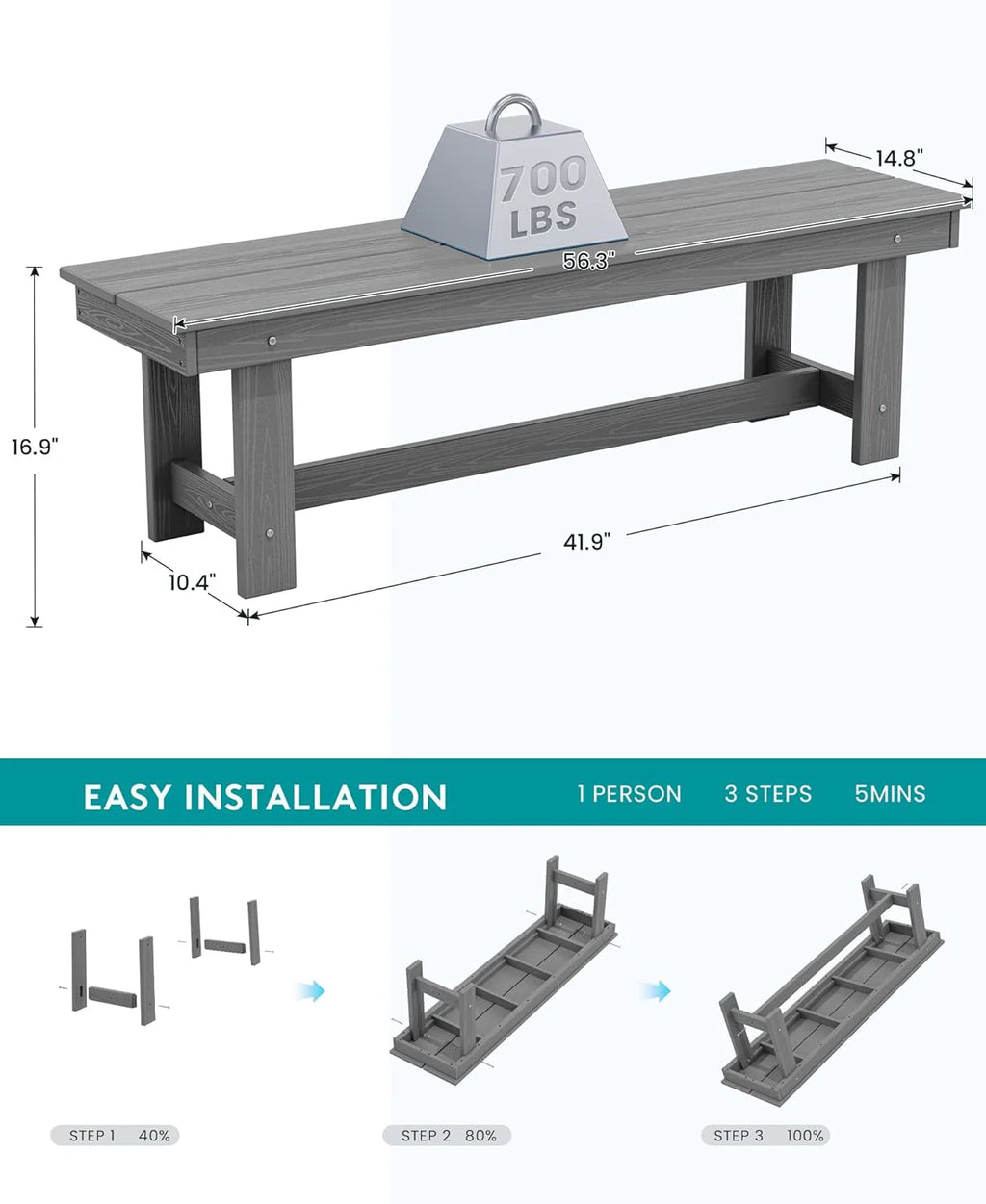 Outdoor HDPE Dining Table Set, 7-Piece Outdoor Dining Table Sets with Umbrella Hole Cut-Out Table and 6 Chairs